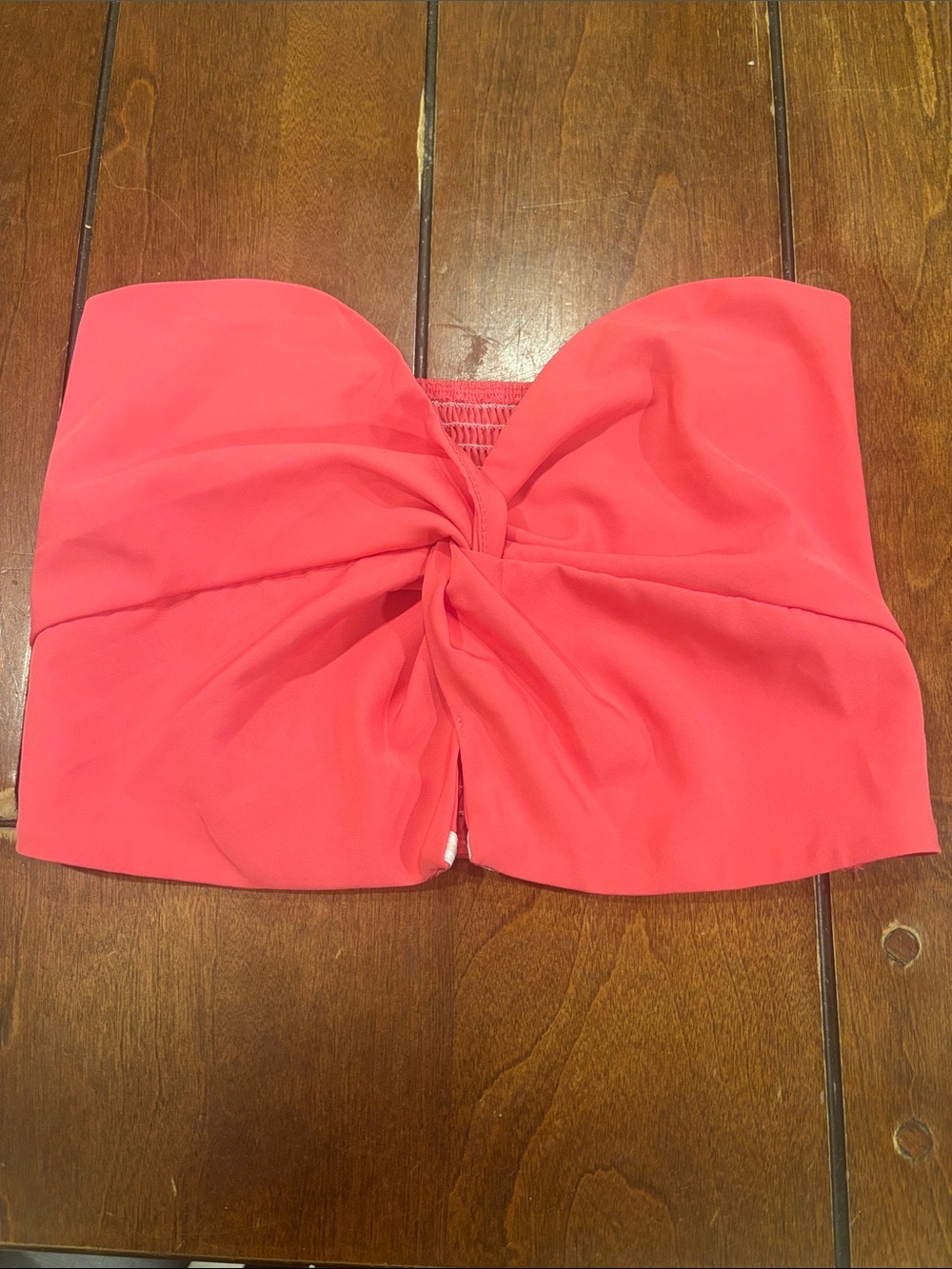SHEIN Pink Twist Front Strapless Crop Top